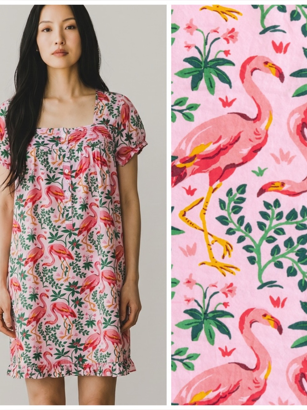 PRINTFRESH Flock Of Flamingos Nightgown